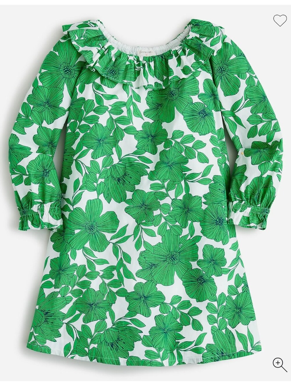 Crewcuts Girls Green Floral  Ruffle Collar Dress
